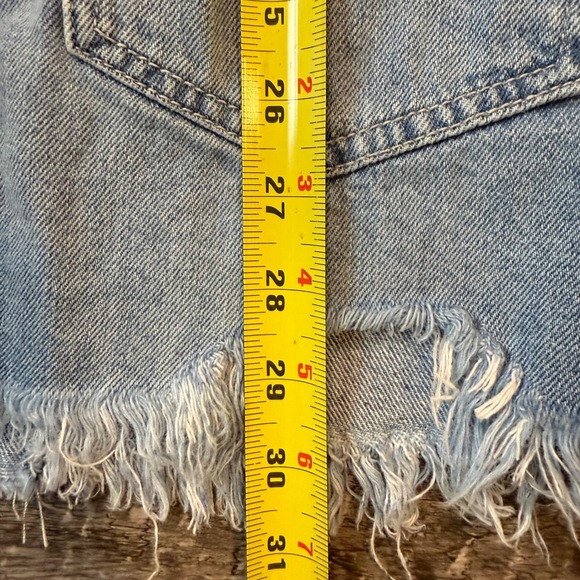 Free People Denim Overall Mini Dress Raw Hem Women's Size 4‎ - Picture 6 of 6